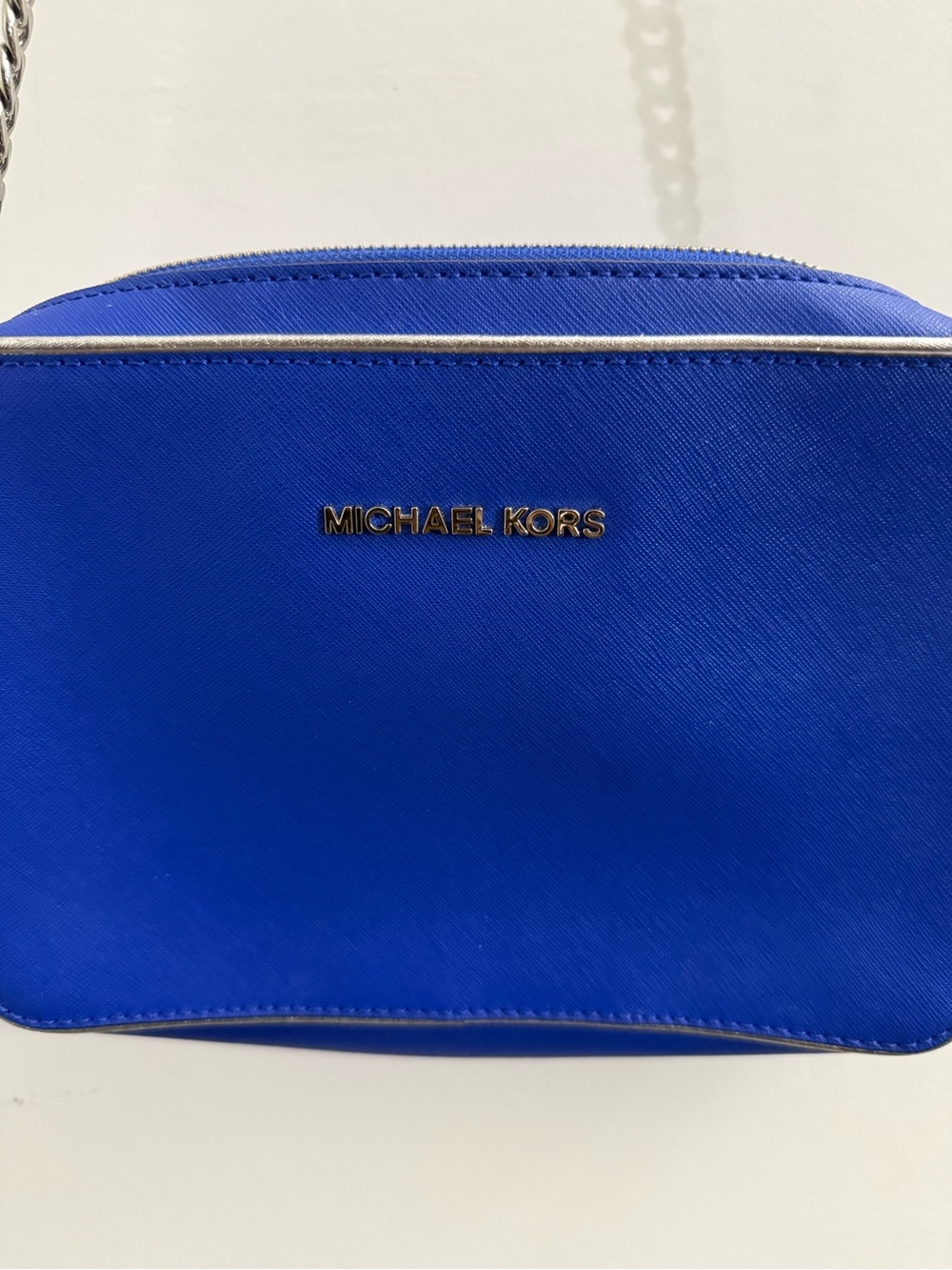 Michael Kors Royal Blue Crossbody Bag with Silver Trim